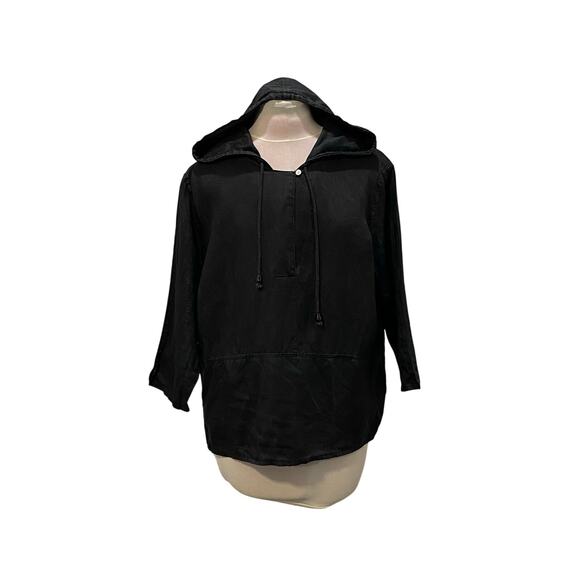 VTG C+R Comfort & Relax 100% Linen Black Topper Hood Medium Lagenlook Minimalist - Picture 1 of 6